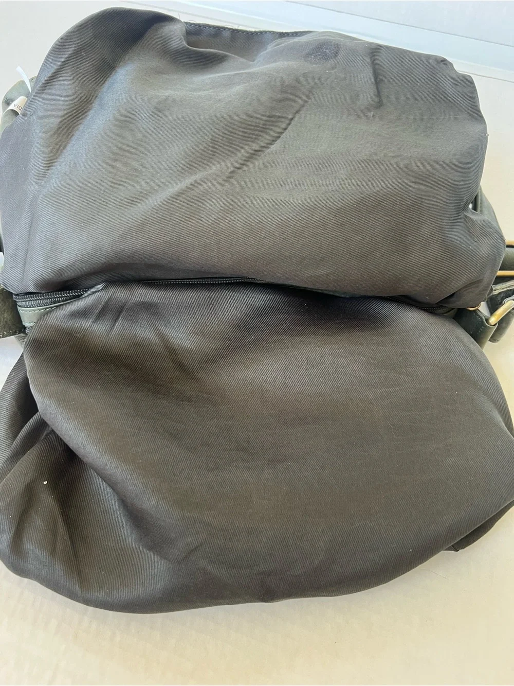 Great American LeatherWorks Slate Green Washed Leather Multi-Pocket Hobo Bag